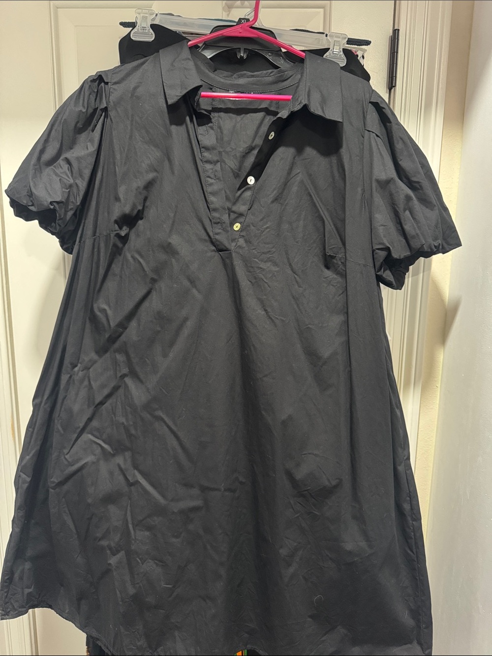 Black Short-Sleeve Puff sleeve Dress